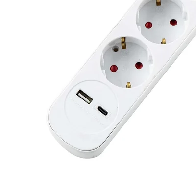 Portable multiple socket outlets with key,with 3-way+2-way USB ports type A