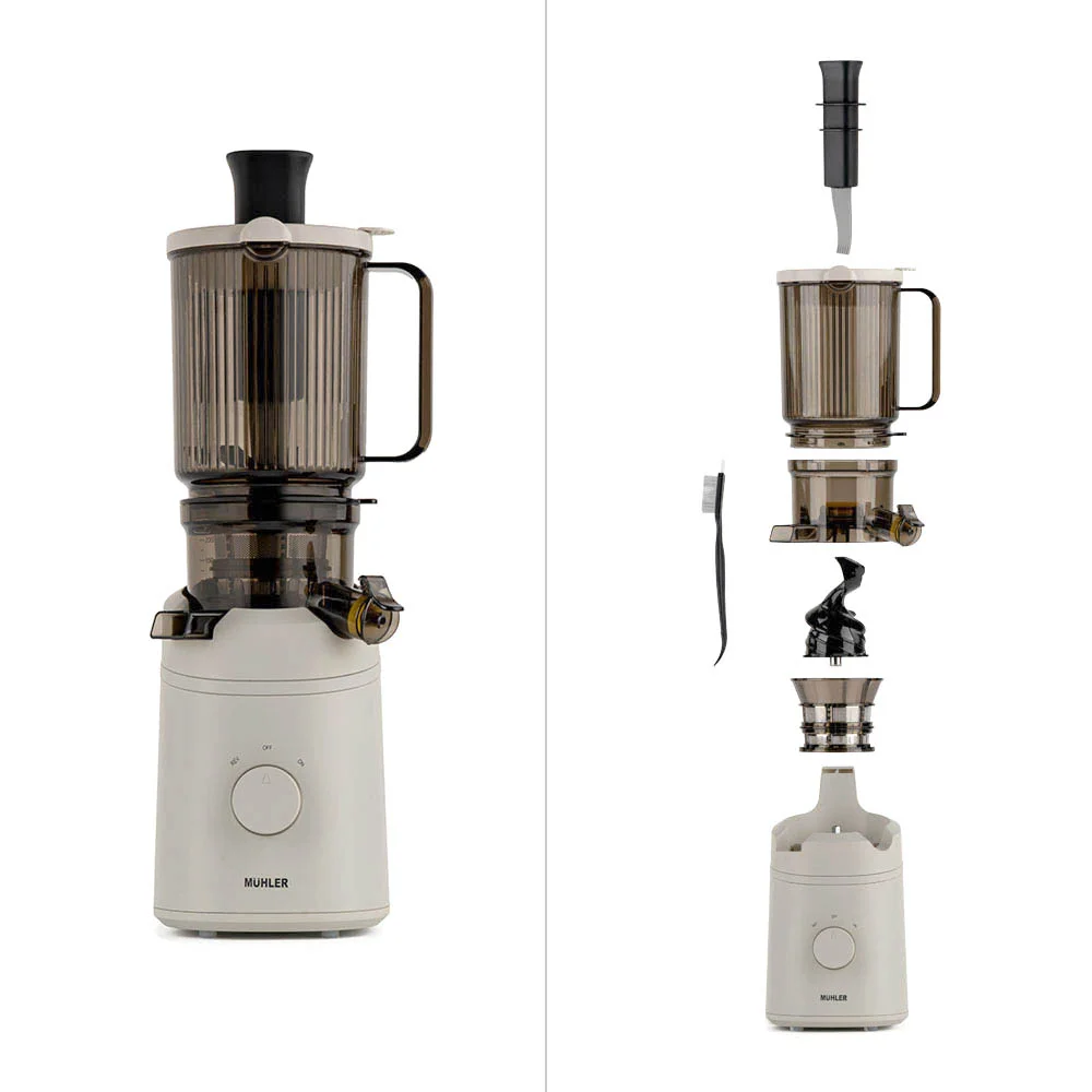Bundle and Save 35% - Slow-speed juicer Muhler MSJ-250 Dune + 6x Long drink tumbler Luigi Ferrero Danilo 385ml