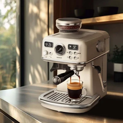 Еспресо машина 2в1 MUHLER MCM-599AZ Dune Barista Studio,19 бара, 1.8 л резервоар,Кафемелачка, LED дисплей