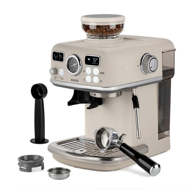 Комплект Еспресо машина 2в1 MUHLER MCM-599AZ Dune + 2х 95ml и 2х 250ml чаши за еспресо и капучино Luigi Ferrero Coffeina