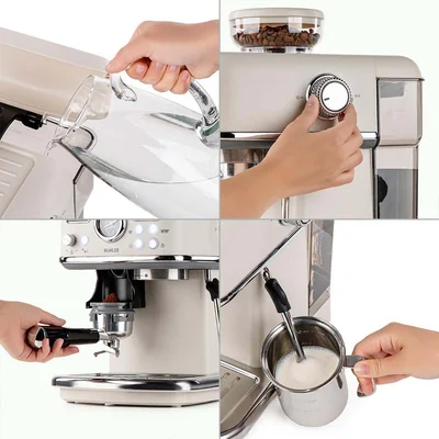 Комплект Еспресо машина 2в1 MUHLER MCM-599AZ Dune + 2х 95ml и 2х 250ml чаши за еспресо и капучино Luigi Ferrero Coffeina
