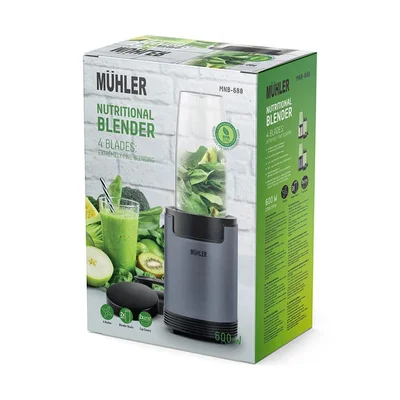 Нутри блендер Muhler MNB-688, 600W, 6 ножа, 2 чаши, Ash Grey