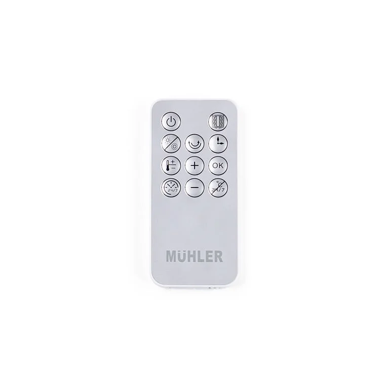 Печка керамична Muhler MCW-2035, 2000W, стенна, стъклен панел, LED дисплей, дистанционно управление