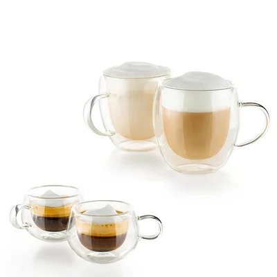Комплект Еспресо машина 2в1 MUHLER MCM-599AZ Dune + 2х 95ml и 2х 250ml чаши за еспресо и капучино Luigi Ferrero Coffeina