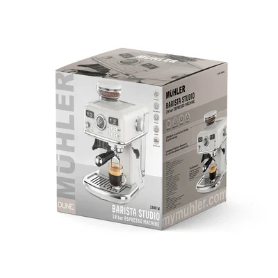 Еспресо машина 2в1 MUHLER MCM-599AZ Dune Barista Studio,19 бара, 1.8 л резервоар,Кафемелачка, LED дисплей
