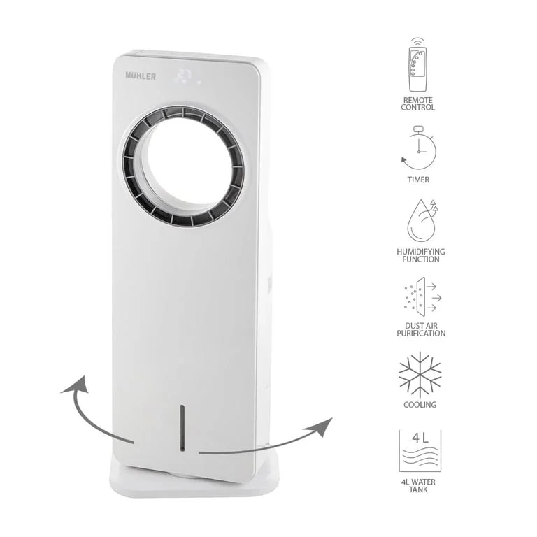 Mobile bladeless cooler Muhler MC-4000, 65W, LED, 4 l, timer