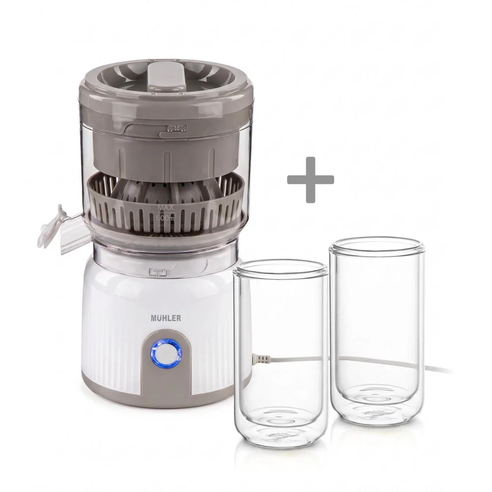 Комплект Цитрус Преса Muhler MJ-9022 + 2х 420ml чаши за студени напитки Luigi Ferrero Coffeina FR-8066
