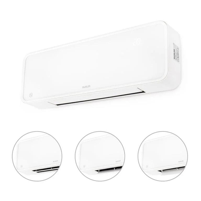 Печка керамична Muhler MCW-2035, 2000W, стенна, стъклен панел, LED дисплей, дистанционно управление