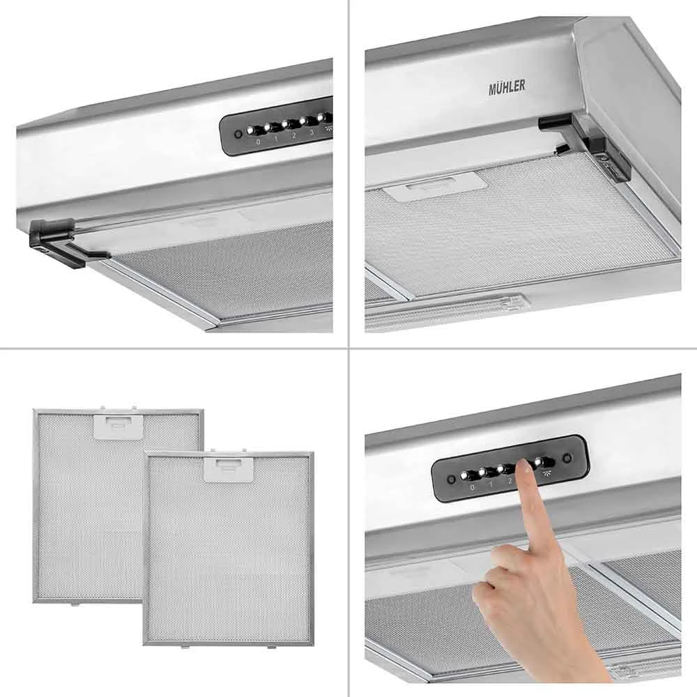 Cooker hood Muhler AMK-2119IX, 160W, classic, INOX, 2 motors
