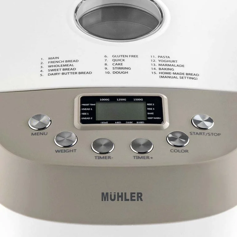 Хлебопекарна Muhler MBM-1509, две бъркалки, бял-сив